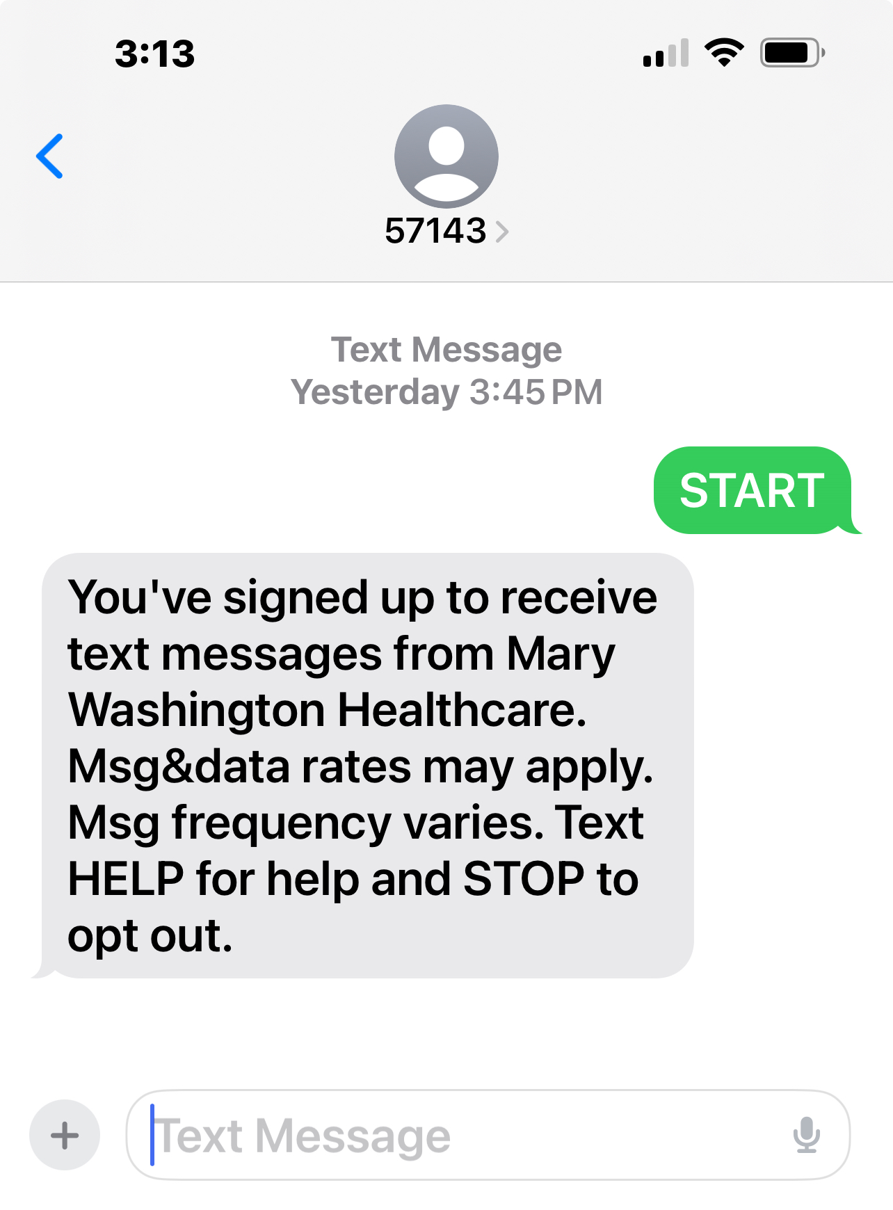 text confirmation