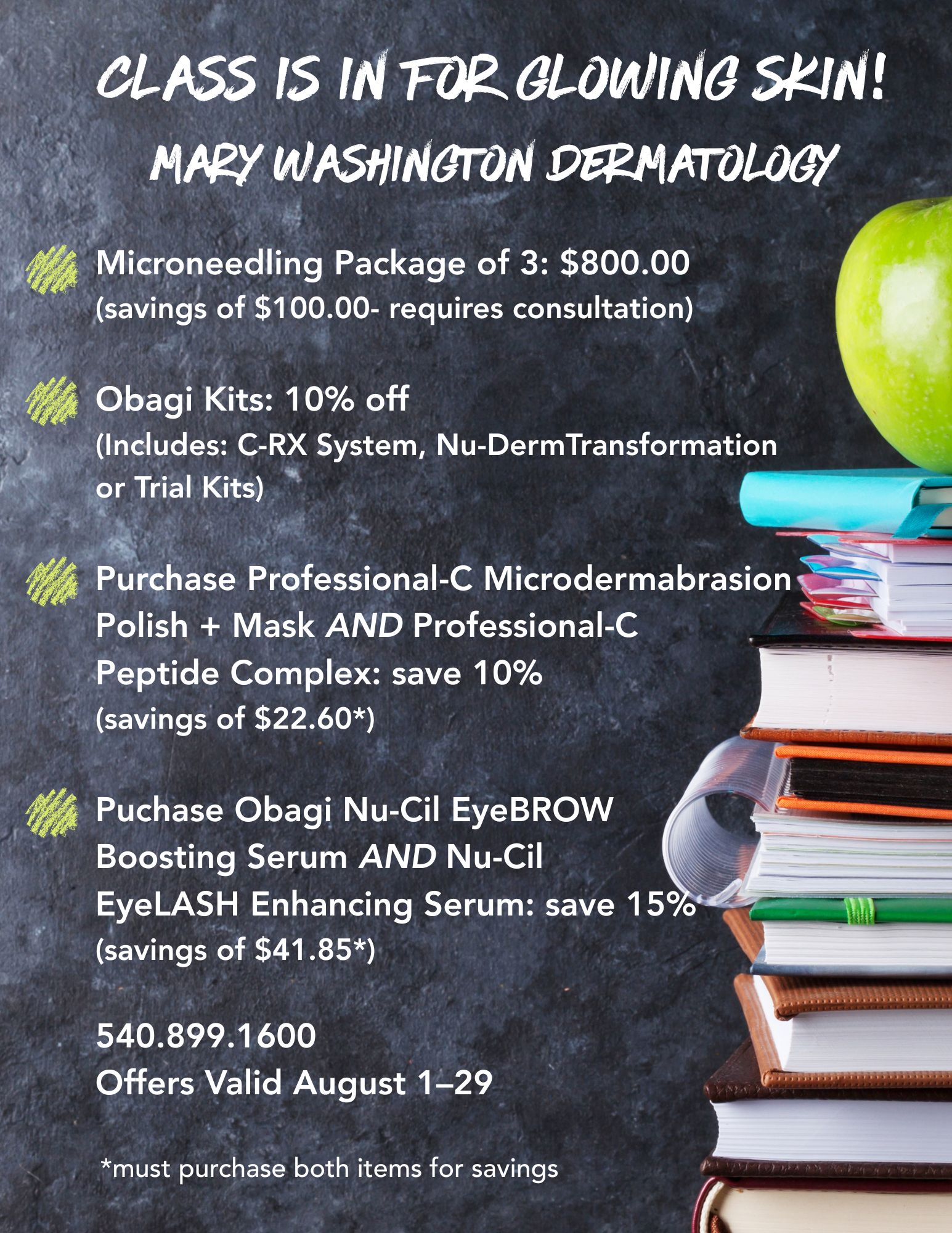 August dermatology specials