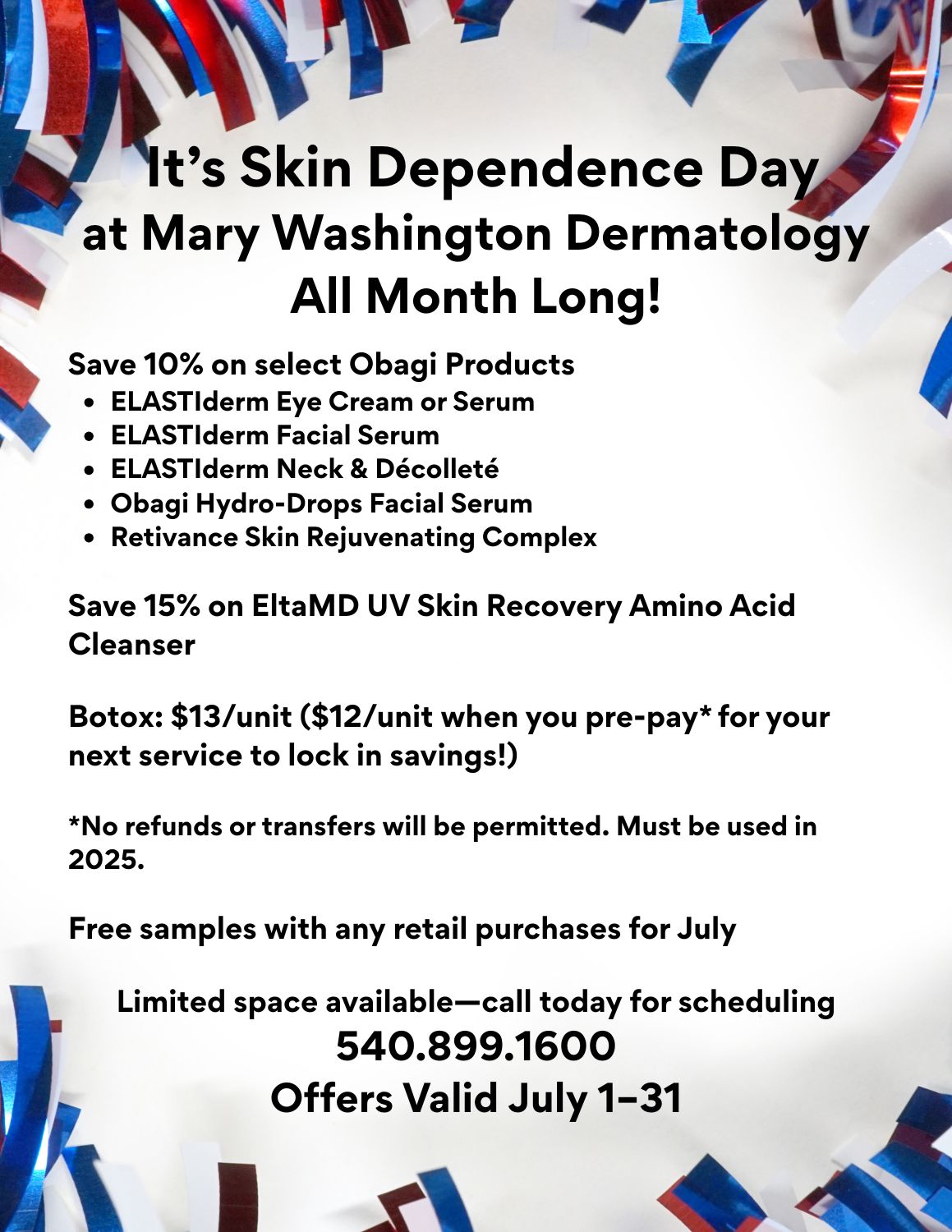 July dermatology specials