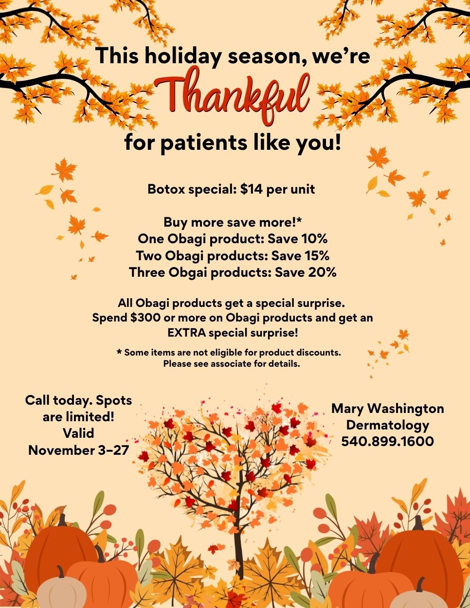 November dermatology specials