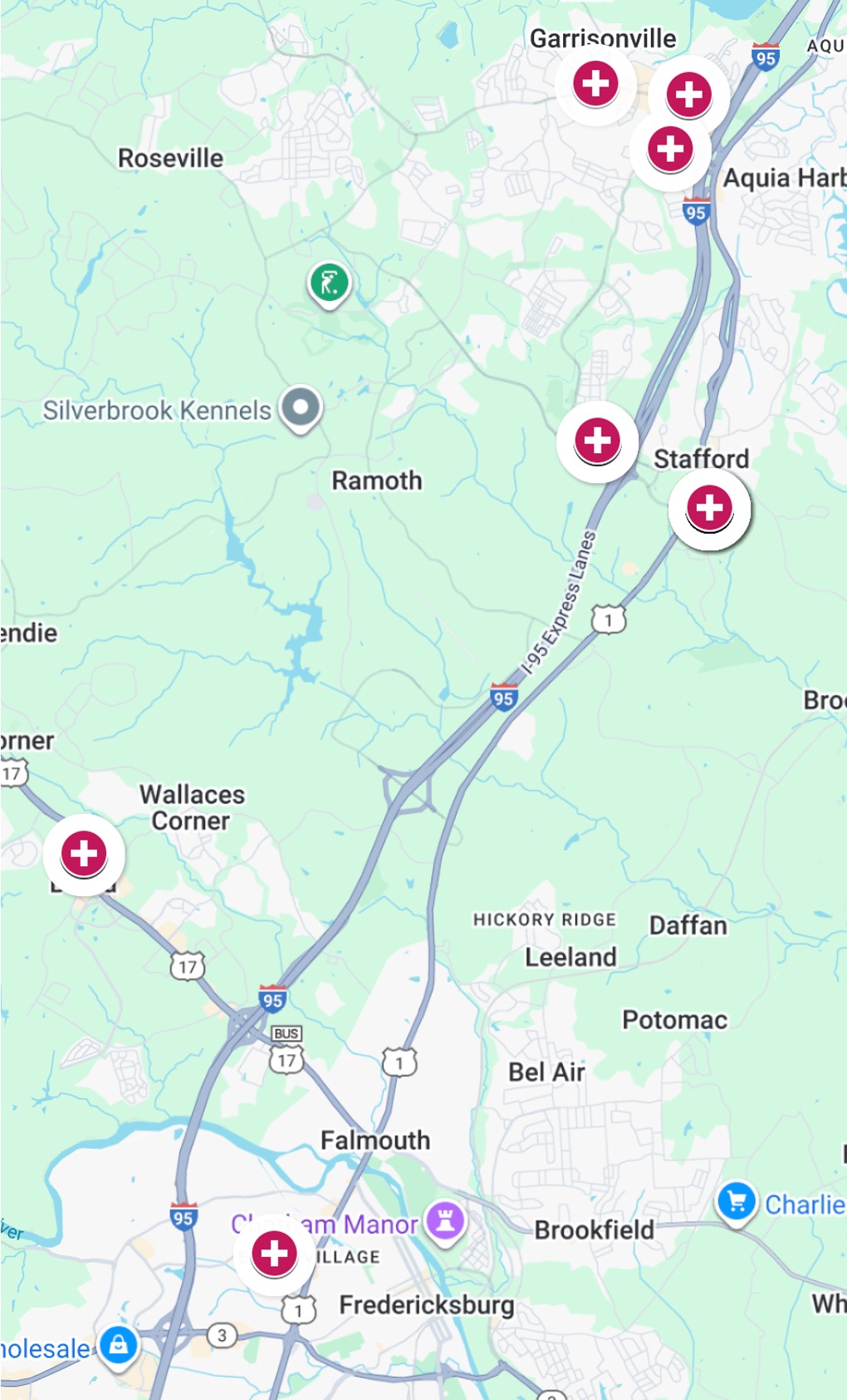 Map of Stafford county services